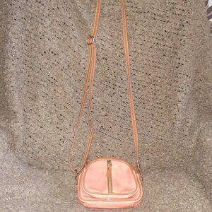 VALENTINA-Italy-Genuine Patent Leather Crossbody Handbag-Coral/Orange-Near Mint